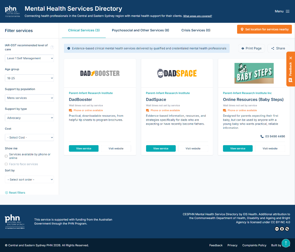 CESPHN – Mental Health Service Directory & Locator Plugin